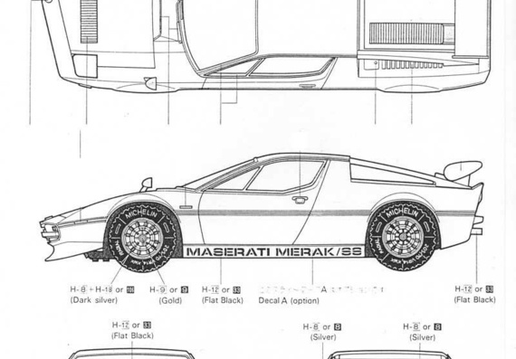 Maserati Merak (Мазерати Мерак) - чертежи (рисунки) автомобиля